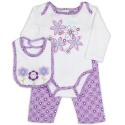 Kathy Ireland Purple Cute As Can Be Flowers Infant 3 Piece Outfit